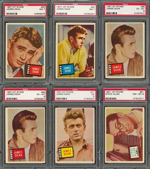 1957 Topps "Hit Stars" PSA-Graded Collection (7) Including Five James Dean Examples!